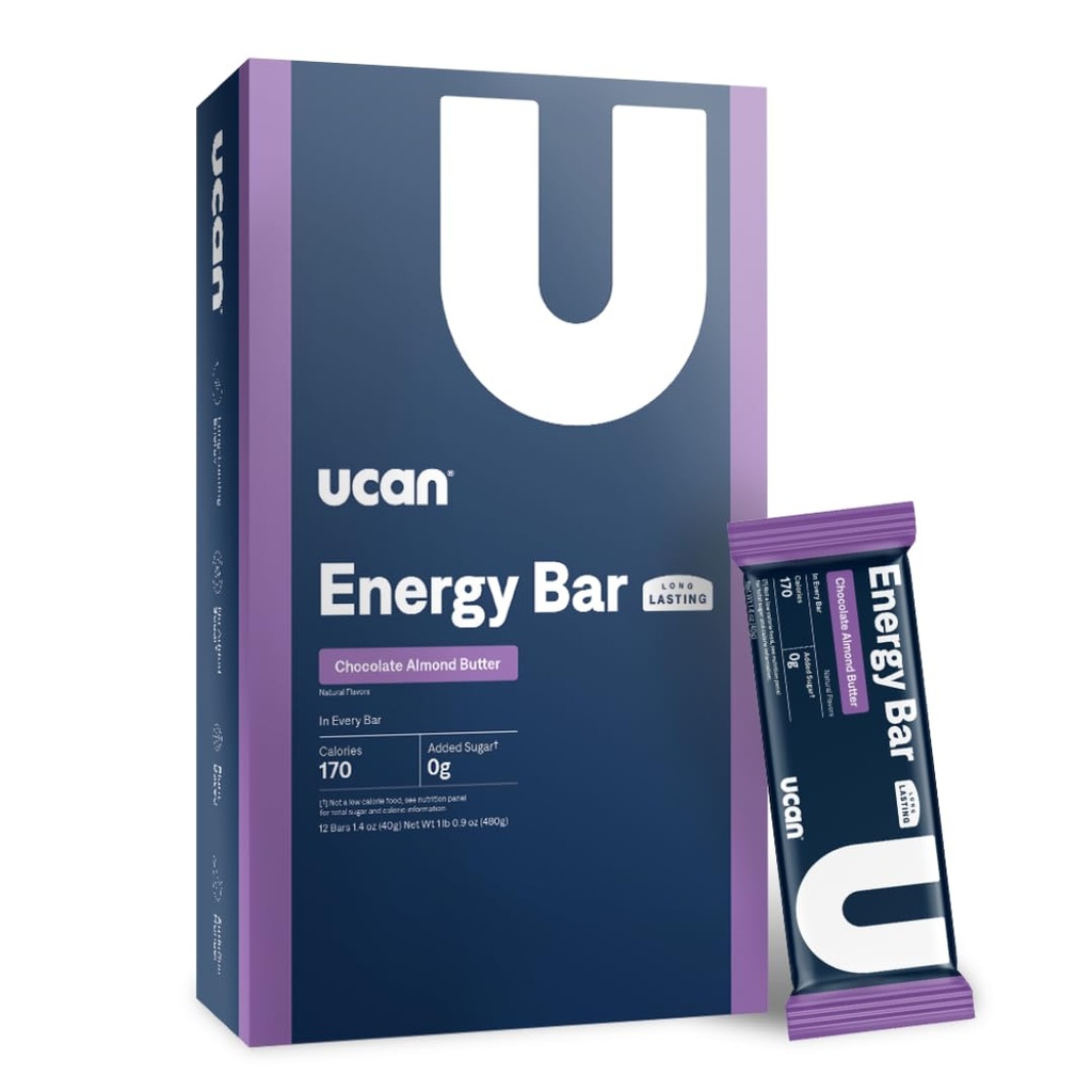 UCAN Energy Bars | Low Sugar, Low Calories | Gut Friendly, Caffeine-Free, Vegan, Non-GMO, No Soy, Keto Friendly | Running, Cykling, Fitness, Pre & Post Workout | Chocolate Almond Butter 12 Count