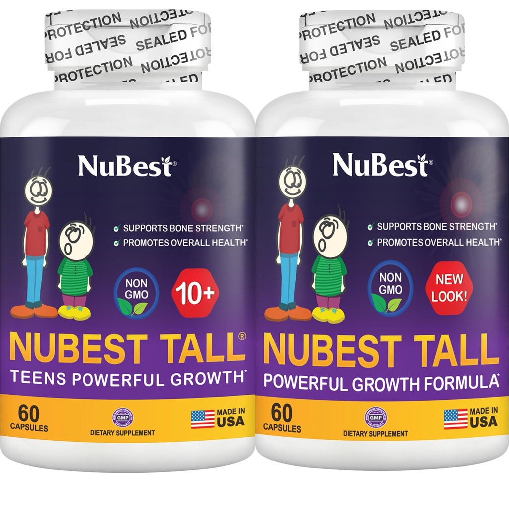 NuBest Bundle Tall 10 Tall | Height Growth Support för barn & tonåringar | Calcium, Vitamins D3 K2, Collagen & Herbs | Benstyrka, fokus och utveckling