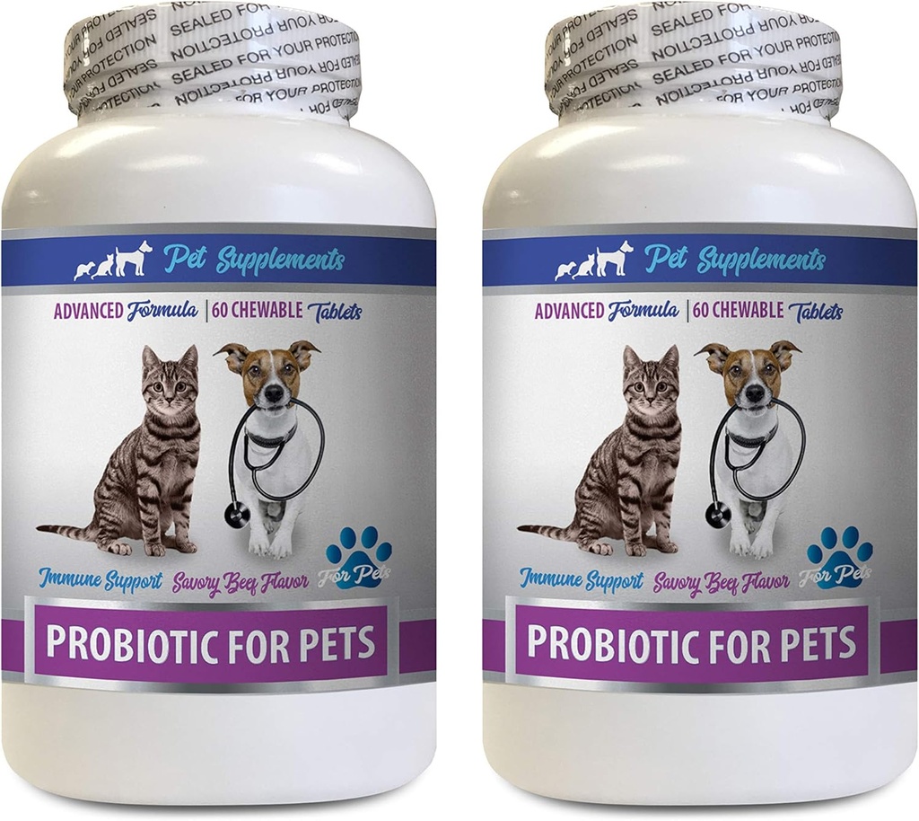 cat Bad Breath Treats - PROBIOTICS for Pets - Dogs Cats - Bad Gas and Breath Treats - Advanced Immune Boost - Bästa probiotika för katter - 2 flaskor (120 behandlingar)