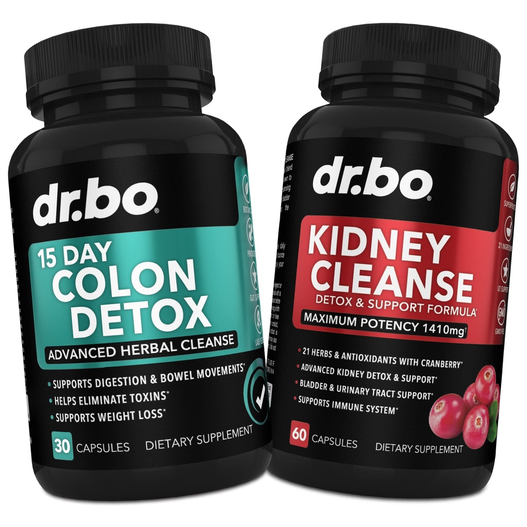 Colon & Kidney Cleanse Detox Support Supplement - 15 Day Intestinal Cleanse Pills & Probiotic för Bloating & Daily Bowel Movement Flush - Hjälp till att stödja njurar, Bladder & Urinary Tract Health