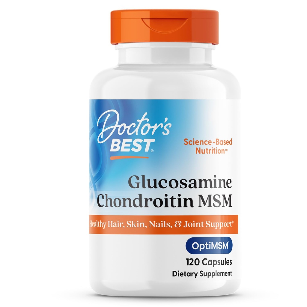 Läkarens bästa Glukosamin Chondroitin Msm med OptiMSM Capsules, stöder hälsosam gemensam struktur, funktion och komfort, icke-GMO, Gluten Free, Soy Free, 120 Count (Pack of 1)
