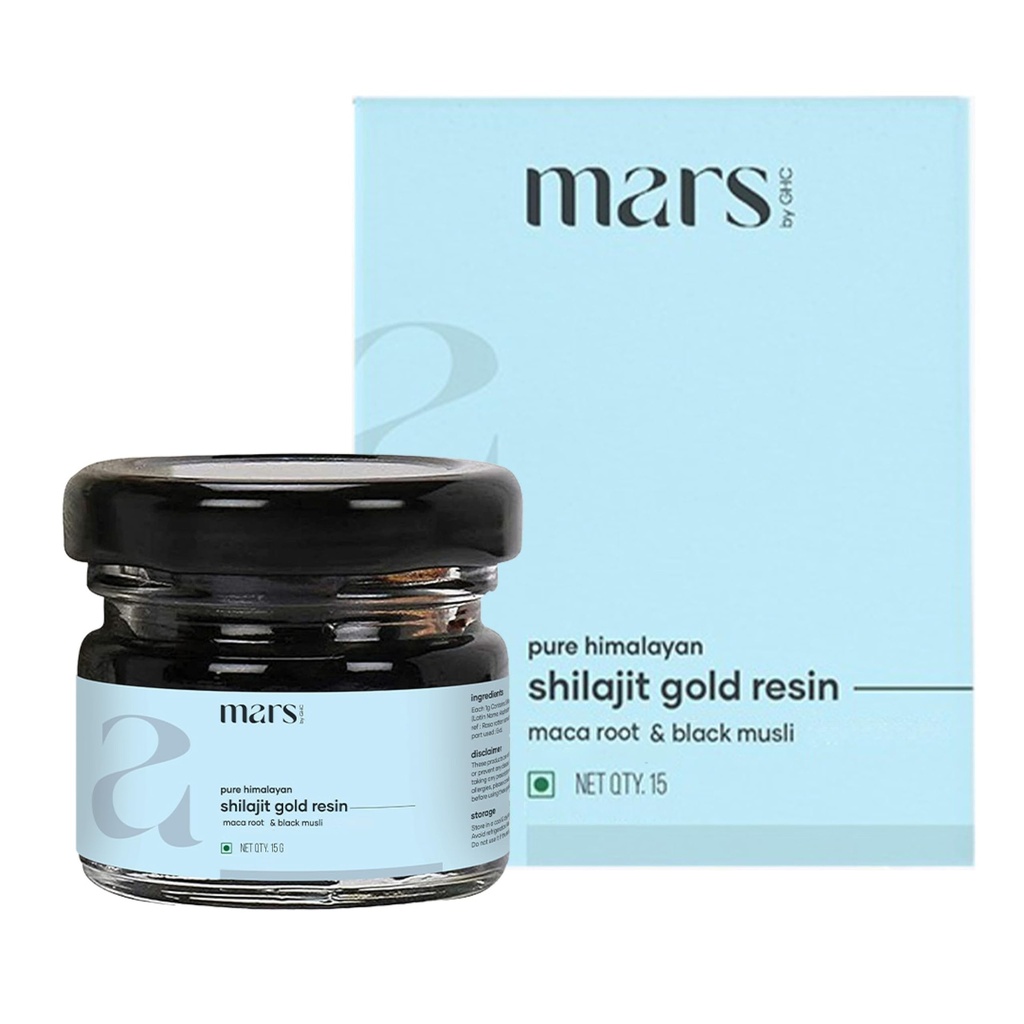 Mars Pure Himalayan Shilajit Gold (Resin) | Premium Organic Shilajit Sourced från High-Altitude Himalayas | Naturenergi, Styrka & Stamina Booster | Resin for Overall Well-Being -15 g (Pack of 1)