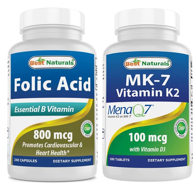 Bästa Naturals Folic Acid 800 mcg & Vitamin K2 (MK7) med D3