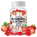 Magnesium Glycinate Gummies 2500mg - Sugar Free Magnesium Potassium Supplement med vitamin D, B6, Q10 för lugn humör och sömnstöd - 90 jordgummies