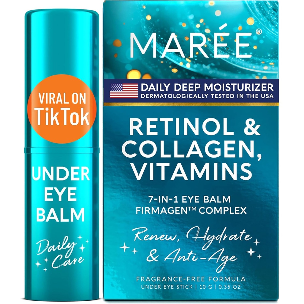 MAREE Under Eye Balm Stick med Retinol & Ceramide Complex - Facial Moisturizer för mörka cirklar och rynkor - Under Eye Brightener Stick, Anti Wrinkle Hydrating Face Skincare