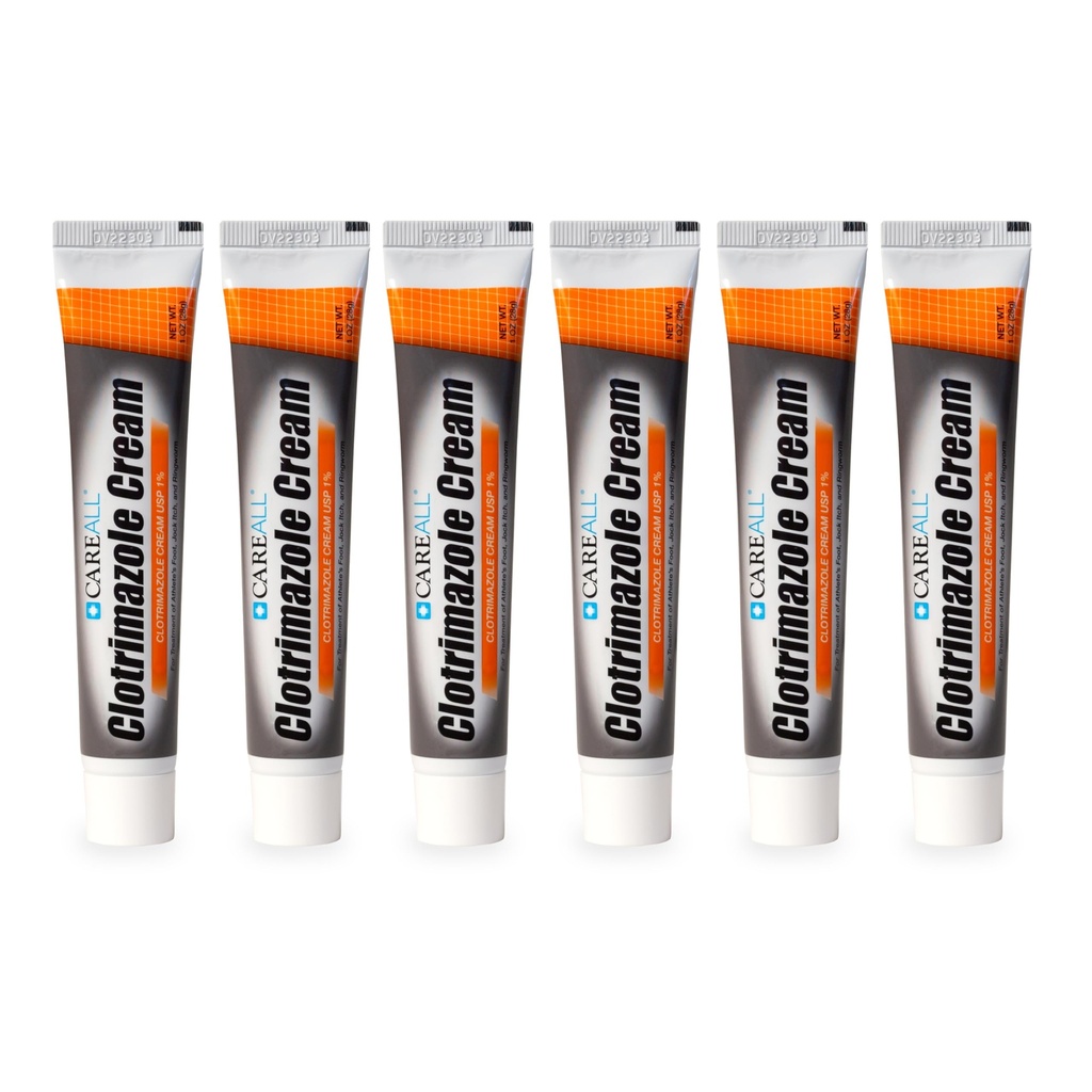 CareAll Clotrimazole Antifungal Cream 1% USP 1.0 oz. (6 Pack), Cures Most Athlete's Foot, Jock Itch och Ringworm, Sooths och Relieves Itching, Burning och Cracking från dessa villkor