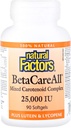 Naturliga faktorer, BetaCareAll 25 000 IE, vitamin A för hälsosam hud, vision och immunfunktion, 90 Softgels