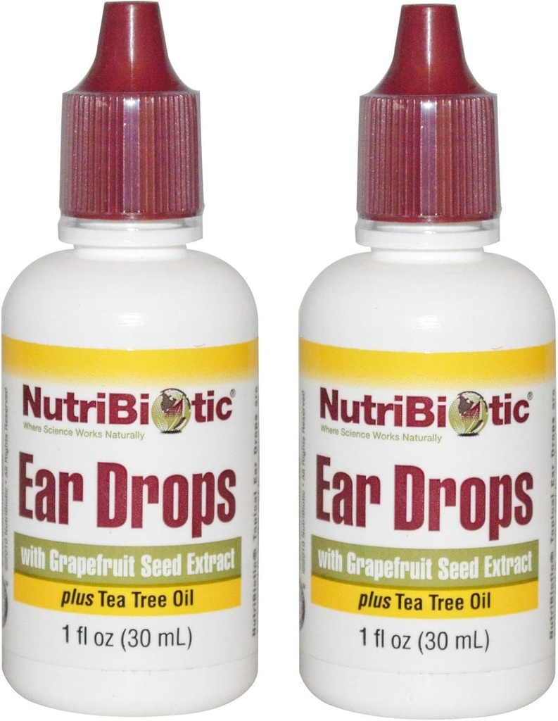 NutriBiotic Ear Drops med Grapefruit Seed Extract och Tea Tree Oil (Pack of 2), 1 Oz Varje