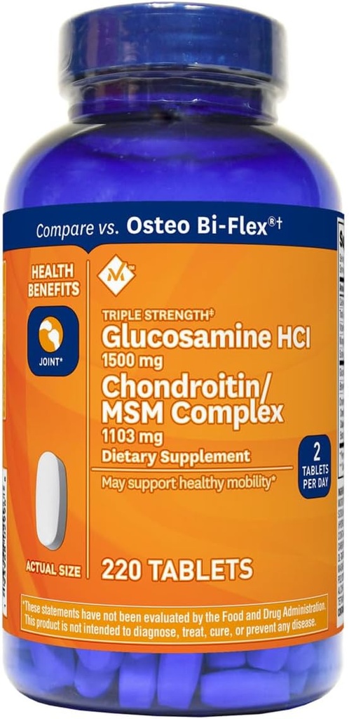 Medlemmens Mark Triple Strength Glucosamine 1500mg & Chondroitin MSM 1288mg tabletter (1 flaska (220 tabletter)
