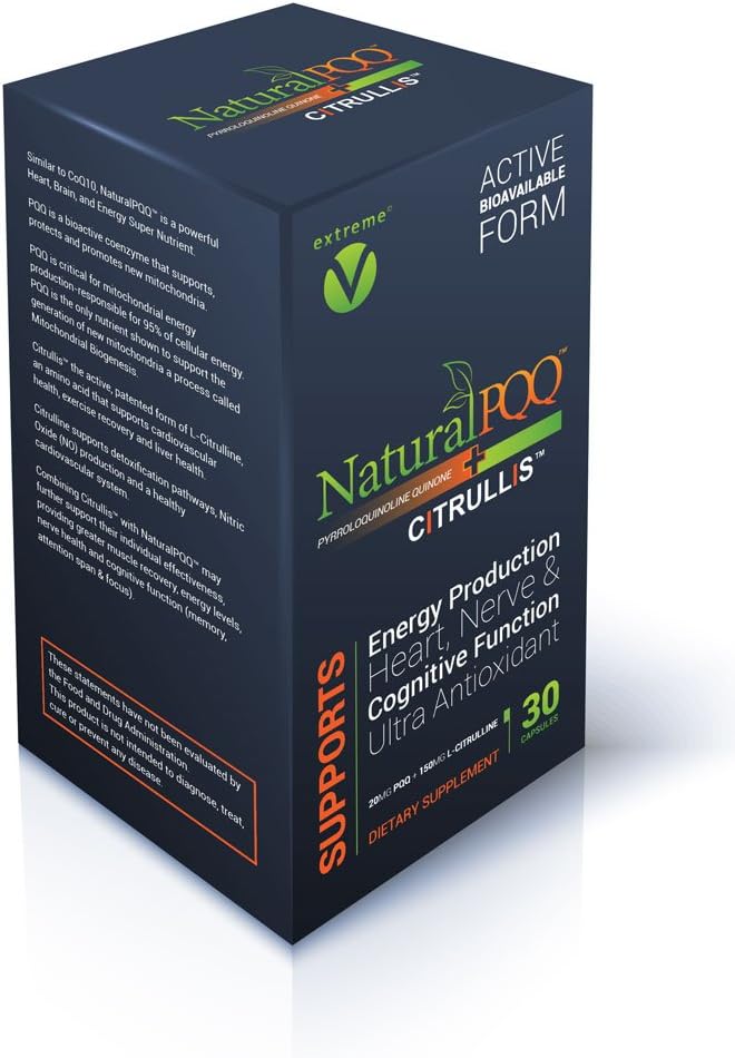 NaturalPQQ - Mitokondriell energi Nitric Oxide Booster - Citrullis för utökad energi. 20mg (Pyrroloquinoline Quinone)