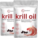 2 Pack Antarctic Krill Oil Supplement, 1000mg Per Servering, 120 mjuk-Gels Varje, Rich i Omega-3s, EPA, DHA & Astaxanthin, stöder hjärnhälsa, Premium Krill Oil Capsules Liquid Softgels