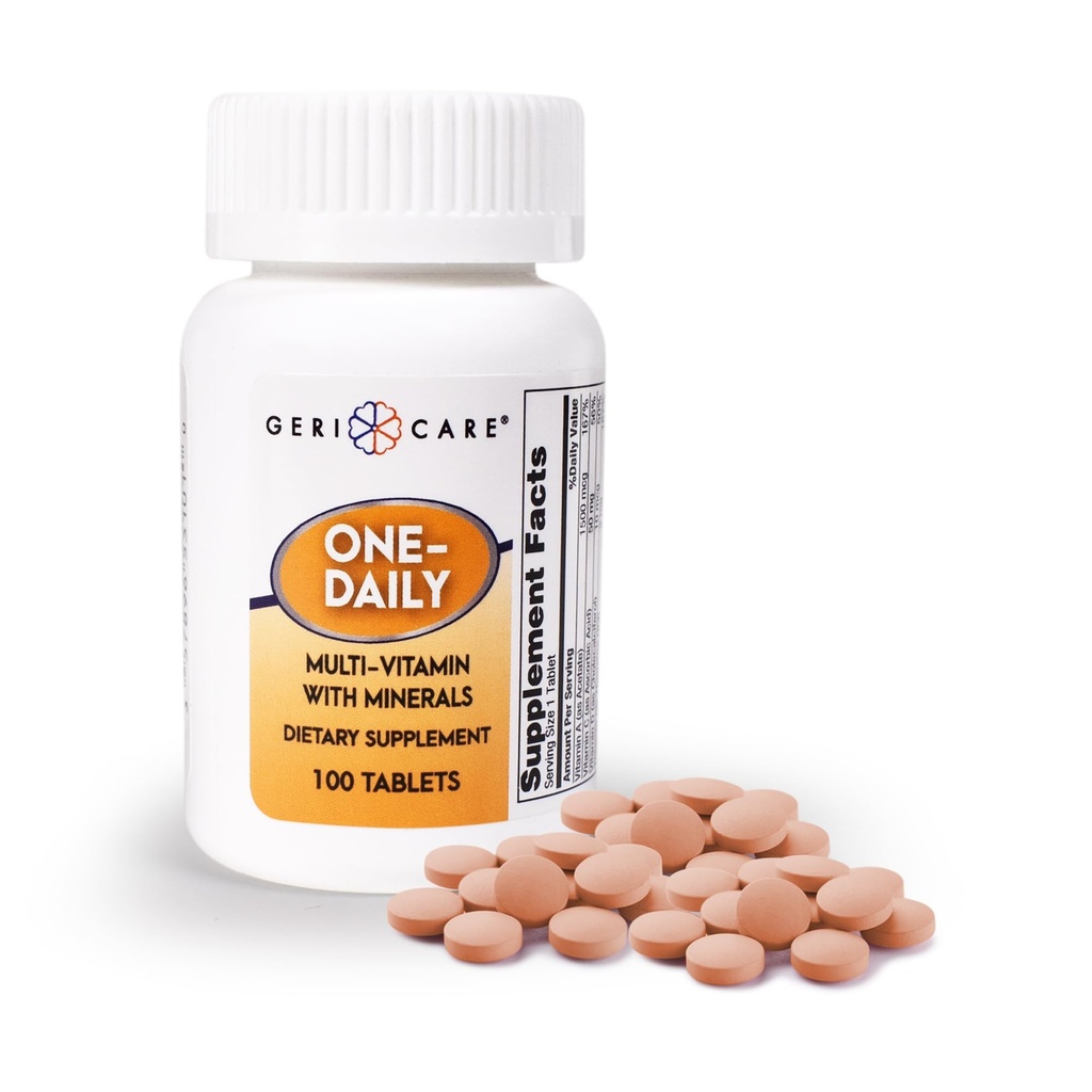 One-Daily Multivitaminer med mineraler för män och kvinnor (100 tabletter) av GeriCare | Multi-Vitamin och Multimineral Dietary Supplement för immunitet, energi | Komplett daglig näringsstöd