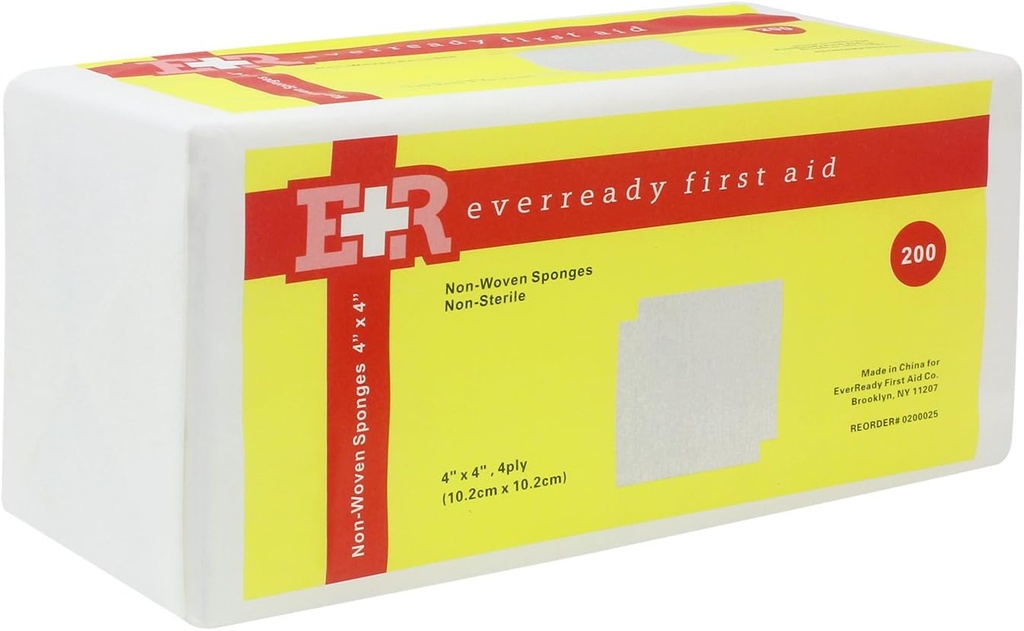 Ever Ready First Aid Icke-vävda svampar, 4 "x 4", 4 Ply - 200 räkna