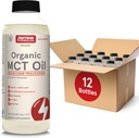Jarrow Formulas Organic MCT Oil - 16 fl oz - Fast Fuel for Brain & Muscles - Caprylic (C8) + Capric Acid (C10) - Ketogen diet Friendly Supplement - Unflavored (Pack of 12)