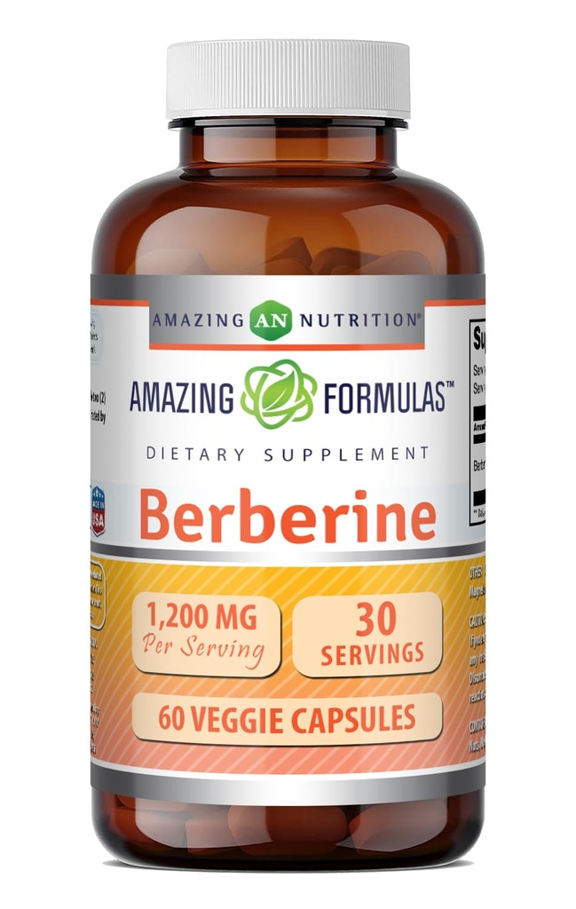 Fantastiska formler Berberine Supplement | 1200 Mg per portion | Veggie Capsules | Icke-GMO | Glutenfri | Tillverkad i USA (60 greve, 1 Pack)