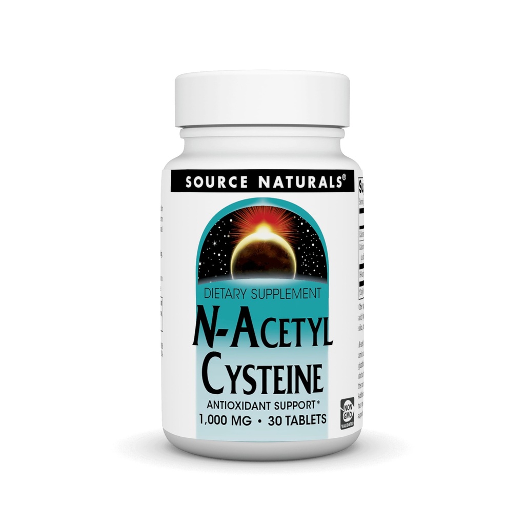 Källa Naturals N-Acetyl Cysteine Antioxidant Stöd 1000 mg Kosttillskott som stöder andningshälsa * - 30 tabletter
