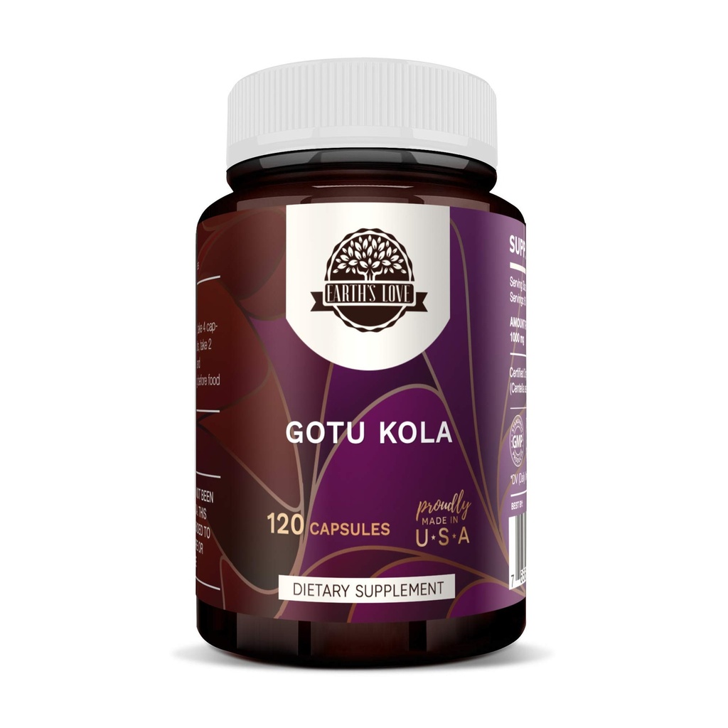 Jordens kärlek - Gotu Kola 120 kapslar, 500 mg, Gotu Kola (Centella Asiatica) Torkade Herb (120 kapslar)