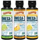 Barleans Omega 3 Fish Oil Liquid Supplement 3-Flavor Variety Pack för män och kvinnor, EPA och DHA Fatty Acid, innehåller Key Lime Pie, Lemon Crème och Mango Peach Flavors, 8 oz