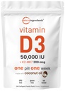 Micro Ingredients Vitamin D3 50.000 IE + K2 MK-7 200 mcg, 240 Softgels | Virgin Coconut Oil | 2-i-1 Bone, Immune & Heart Support | Lätt att svälja, icke-GMO