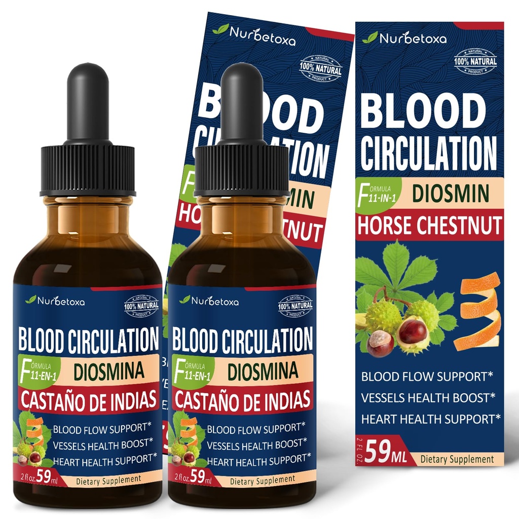 Blodcirkulation Drops, Nitric Oxide Supplement för blodflöde, tryck och hjärthälsa W / Häst Chestnut Extract Liquid. Castaño de Indias y Diosmina para la Circulacion y Varices. 4 oz