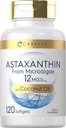 Carlyle Astaxanthin 12mg | 120 Softgels | Tillägg från Microalgae | med Coconut Oil | Non-GMO & Gluten Free