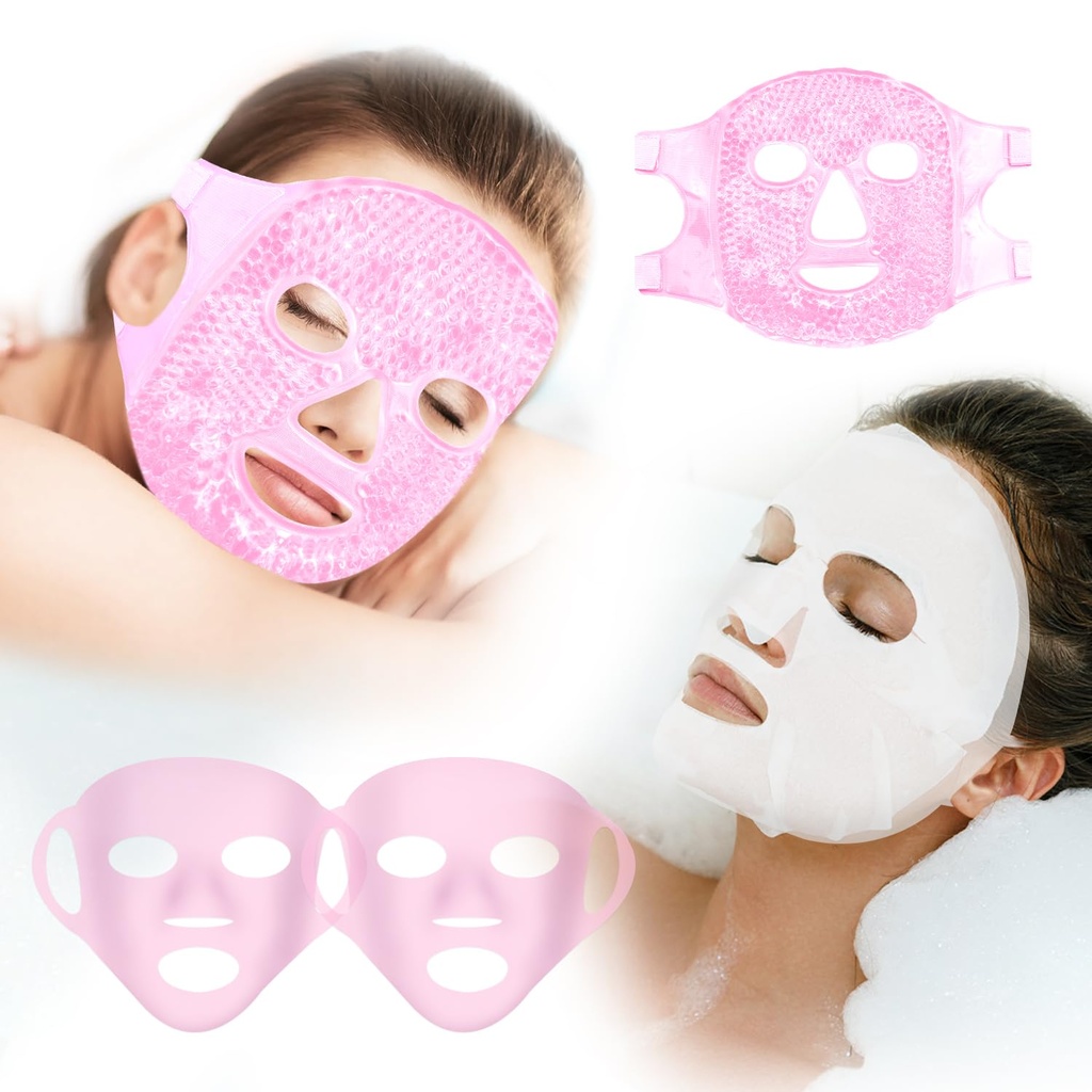 Återanvändbar Ice Face Mask Set - Hot & Cold Therapy för Migraine, Wisdom Tooth Pain, Puffiness Relief med 2 Silicone Covers, Cooling Gel Pad för Swelling