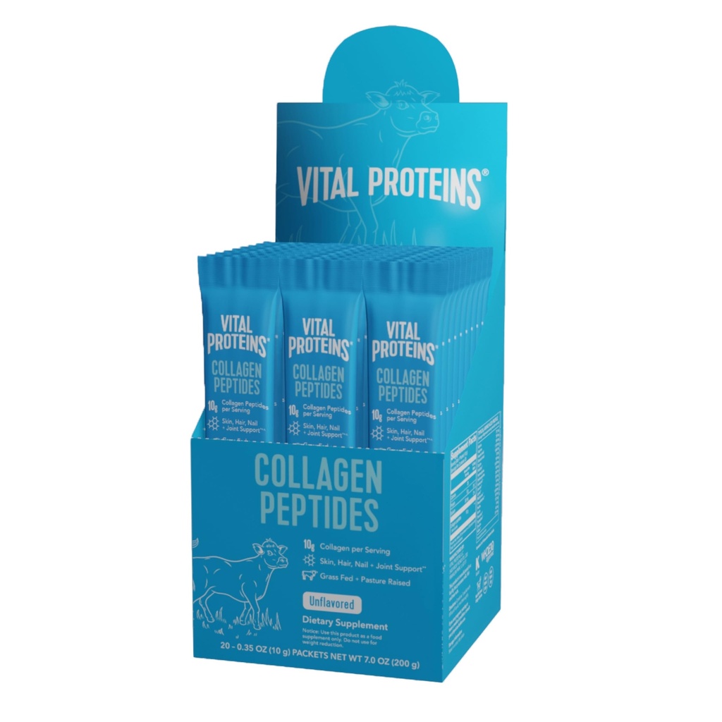Vital Proteins Collagen Peptides Powder Supplement, Hydrolyzed Collagen Peptides Travel Pack, 20 individuella paket