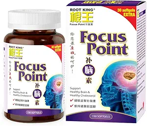ROOT KING Focus Point (150 mjukgels) - Walnut Oil,Natural Protein - Memory Enhancer Supplement - Brain, Memory, Clarity Support Lämplig för Post Graviditet / Barn - Öka Alertness