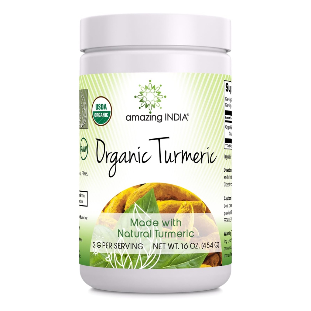 Fantastisk Indien USDA Certified Organic Turmeric Powder 16 Oz (1 Lb) Supplement | Icke-GMO | Gluten Free | Made in USA