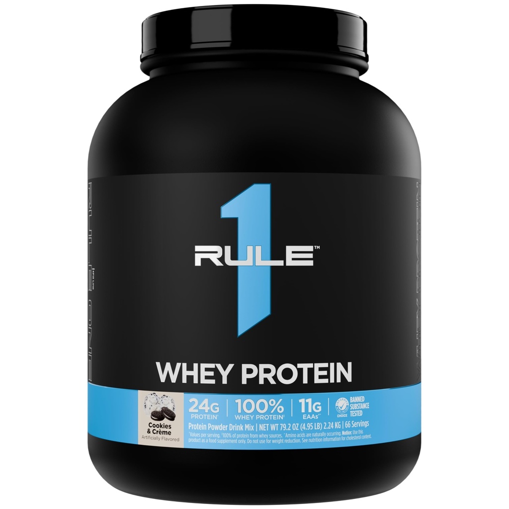 Regel 1 Whey Protein - 24g Fast-Acting Protein från All-Whey Källor med Naturligt Occurring EAAs & BCAAs för Workout Recovery eller Anytime Use (5 pounds *, Cookies & Crème)