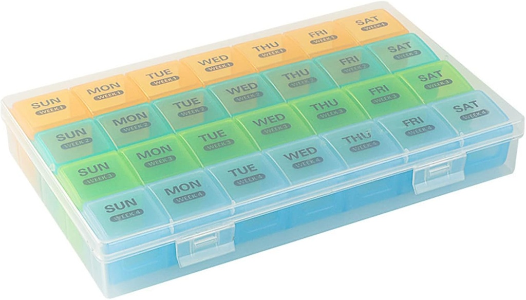 Månatlig Pill Organizer 1 gång om dagen med DustProof Case, Extra stora 4 veckor Pill Box En gång om dagen, 28 dagar Pill Container 1 per dag, Weekly Vitamin Case, Daily Medicine Organizer för fiskolja