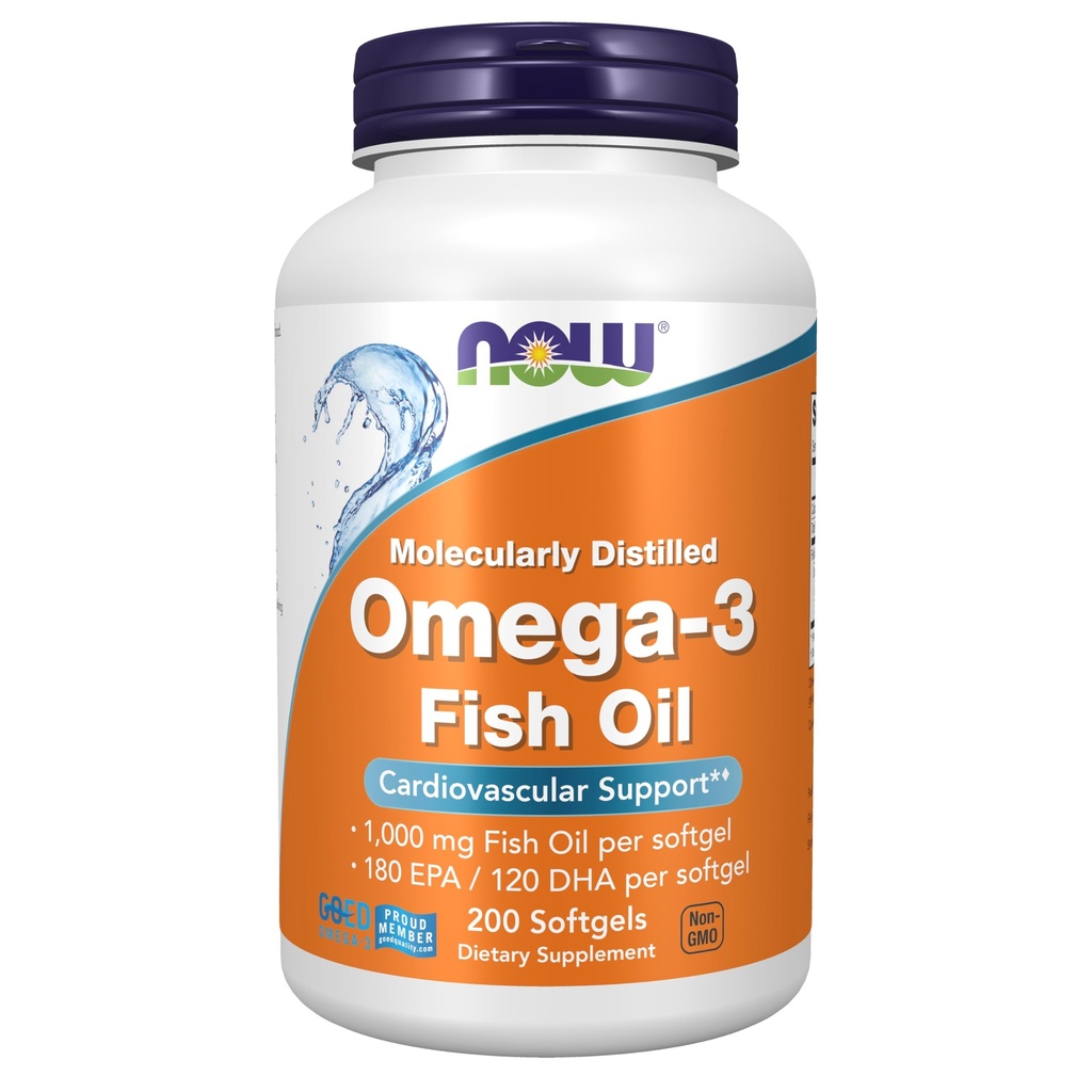 Nu kosttillskott, Omega-3 180 EPA / 120 DHA, molekylärt destillerat, kardiovaskulärt stöd *, 200 Softgels