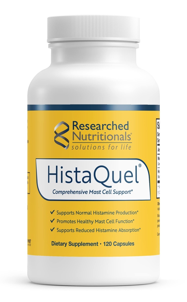 Forskade näringsämnen HistaQuel - Dual-Action Histamine & Mast Cell Support Formel - Kliniskt Forskad Flavonoid & Herbal Formel med Sting Nettle & Black Cumin Seed Oil, 120 kapslar