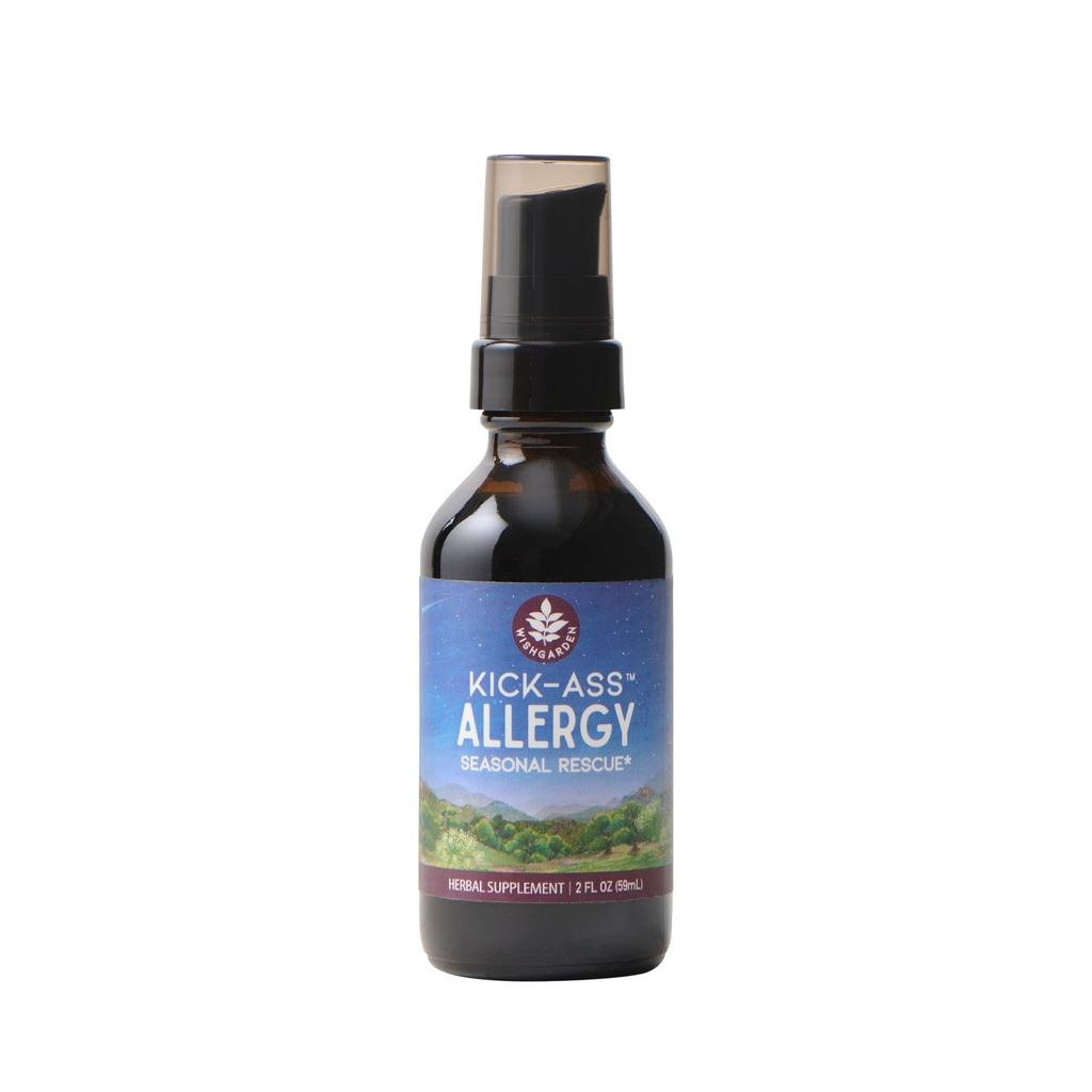 WishGarden Herbs Kick-Ass Allergy - Plant-Based Non-Drowsy Herbal Allergy Supplement med Nettle Leaf, Echinacea och Yerba Santa, Stöder Hälsosamt Histamin Response till Seasonal Irritants, 2oz