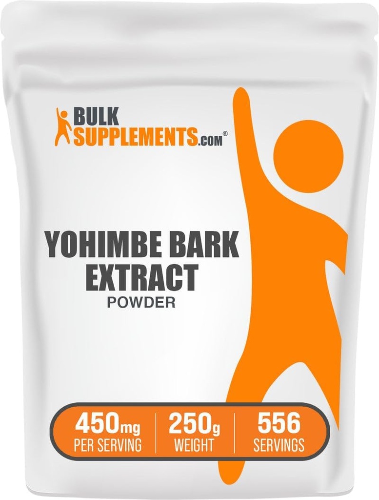 BulkSupplements.com Yohimbe Extract Powder - Yohimbe Bark Extract - Herbal Supplement, Gluten Free, 450mg per Servering, 250g (8,8 oz) (Pack av 1)