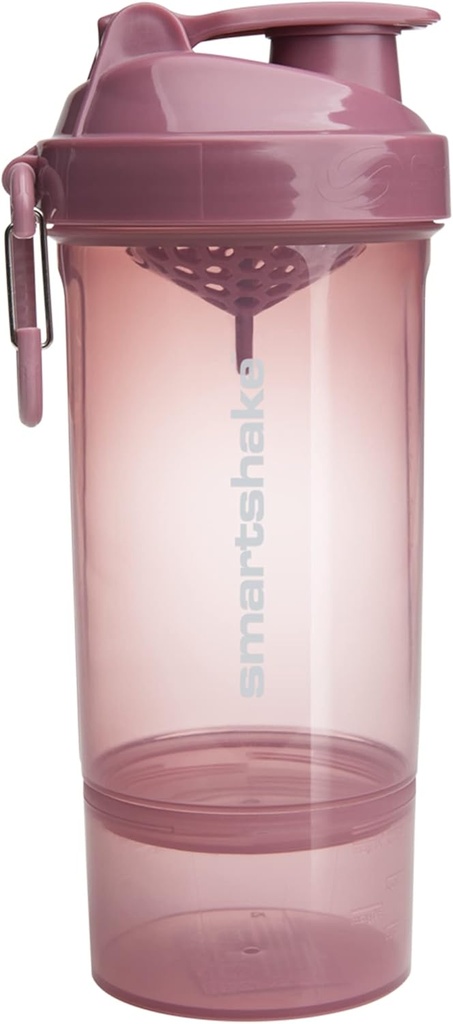 Smartshake O2GO ONE Plastic Protein Shaker Bottle 800 ml | 27 oz - Leakproof Screw-on Lid - BPA Free - Unisex - Deep Rose