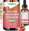 Kalcium Magnesium Kalcium Supplements, Magnesium Glycinate 400mg Zink Multivitamin Drops Calcium Kalcium Kalium Supplement Hög Absorption Vegan Non GMO (60ml/Strawberry Flavor)