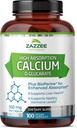 Zazzee High Absorption Calcium D-Glucarate, 500 mg per kapsel, 3 mg BioPerine för förbättrad absorption, 100 Vegan kapslar, Plus Broccoli 10:1 Extrakt, 100% vegetarisk, CDG, all-naturlig och icke-GMO
