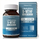 L Methylfolate 7.5mg plus Methyl B12 - Aktiv 5-MTHF Form, MTHFR Supplement - Bloodstream Ready Methylated Folate + B12 Cofactor - Stöder humör, Homocysteine Methylation, kognition (60 kapslar)