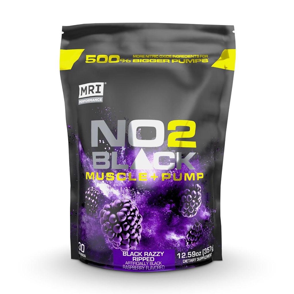 MRI NO2 Black Nitric Oxide Supplement for Pump, Muscle Growth, Vascularity & Energy - Kraftfull Stim-Free Pre-Workout med Citrulline (30 portioner) (Black Razzy Ripped)