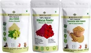 Combo organiska Dried Amla, Hibiscus och Methi (Fenugreek) Powder (var 100 Gram/3.5 Ounce) Hyllanthus Emblica Hibiscus Rosa-Sinensis Trigonella Foenum-Graecum