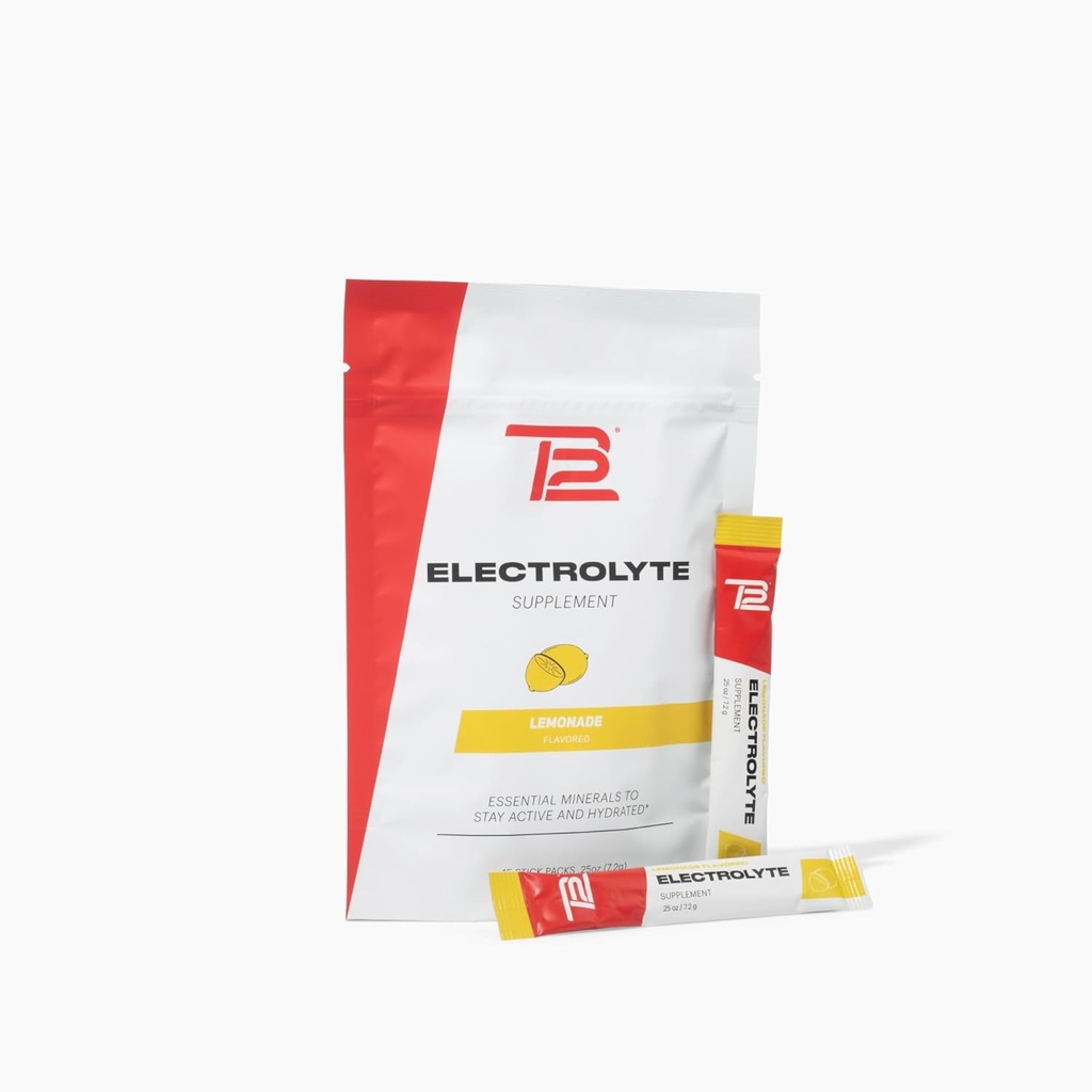 TB12 Electrolytes Powder Packets Lemonade - Mineral-Rich Electrolyte Powder för snabb Hydration av Tom Brady - Naturlig, Låg socker, Vegan, Gluten-Free, Lätt att Mix - 15 Stickpacks