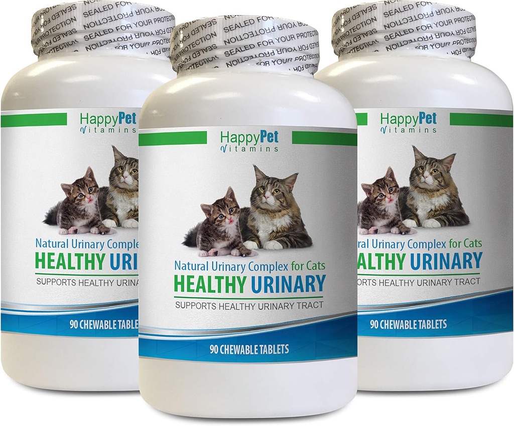 Katt UTI Supplement - CAT Healthy Urinary Complex - UTI Solution - Natural Formel - Anti - Cat Urinary Incontinence - 3 flaskor (270 tabletter)
