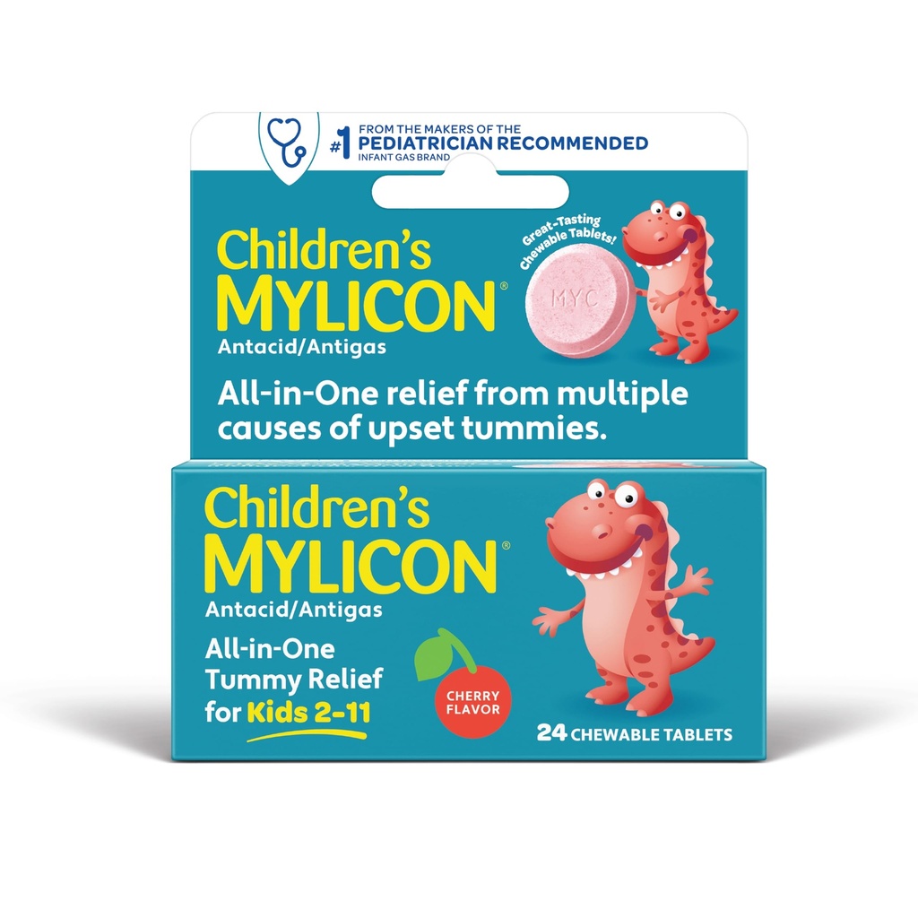 MYLICON Barn Tummy Relief för barn, 24 Cherry smaksatta tabletter
