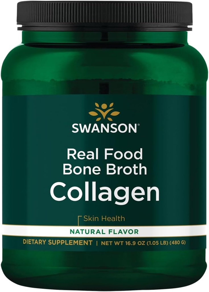 Swanson Real Food Bone Broth Collagen - Naturlig smak 16,9 oz Pwdr