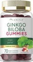 Carlyle Ginkgo Biloba 300mg | 70 Gummies | 45:1 Leaf Extract | med Peach Raspberry Flavor | Vegan, Non-GMO, Gluten Free Supplement