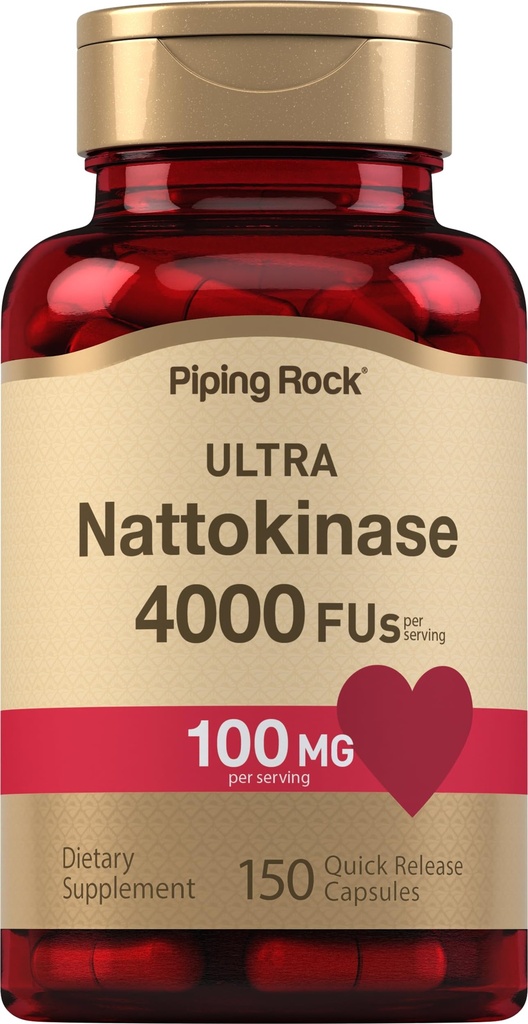 Piping Rock Nattokinase Supplement 4000 FU | 100mg | 150 kapslar | Non-GMO, Gluten Free