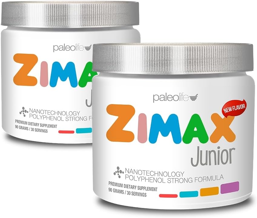 ZIMAX Junior Super Antioxidant för barn och ungdomar mellan 4 och 16 år, 100% naturligt med vitamin C, Magnesium, vitamin D3, Curcumin, Ginger och mineraler