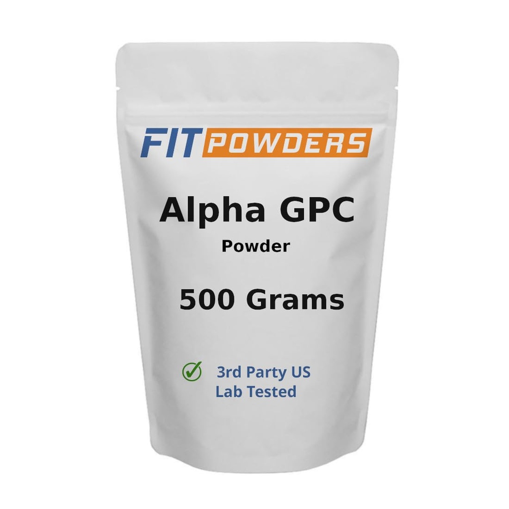 Alpha-GPC Powder 500 Grams, Non-GMO Alpha GPC Supplement Choline Powder, Vegan, Third Party Tested, Pre-Workout, Memory and Focus, med Scoop
