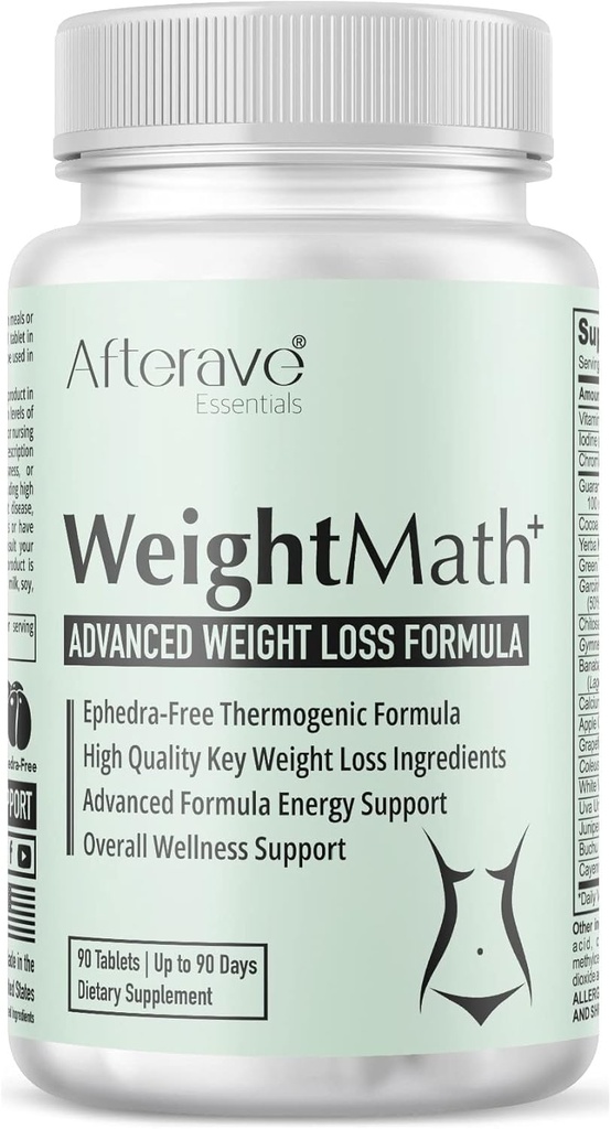 WeightMath Advanced Metabolism Booster & Thermogenic Formel, Flatter Stomach, hjälper Belly Bloat, Digestive & Probiotic System, Essential Nutrients för att hjälpa Rapid Colon Cleanse